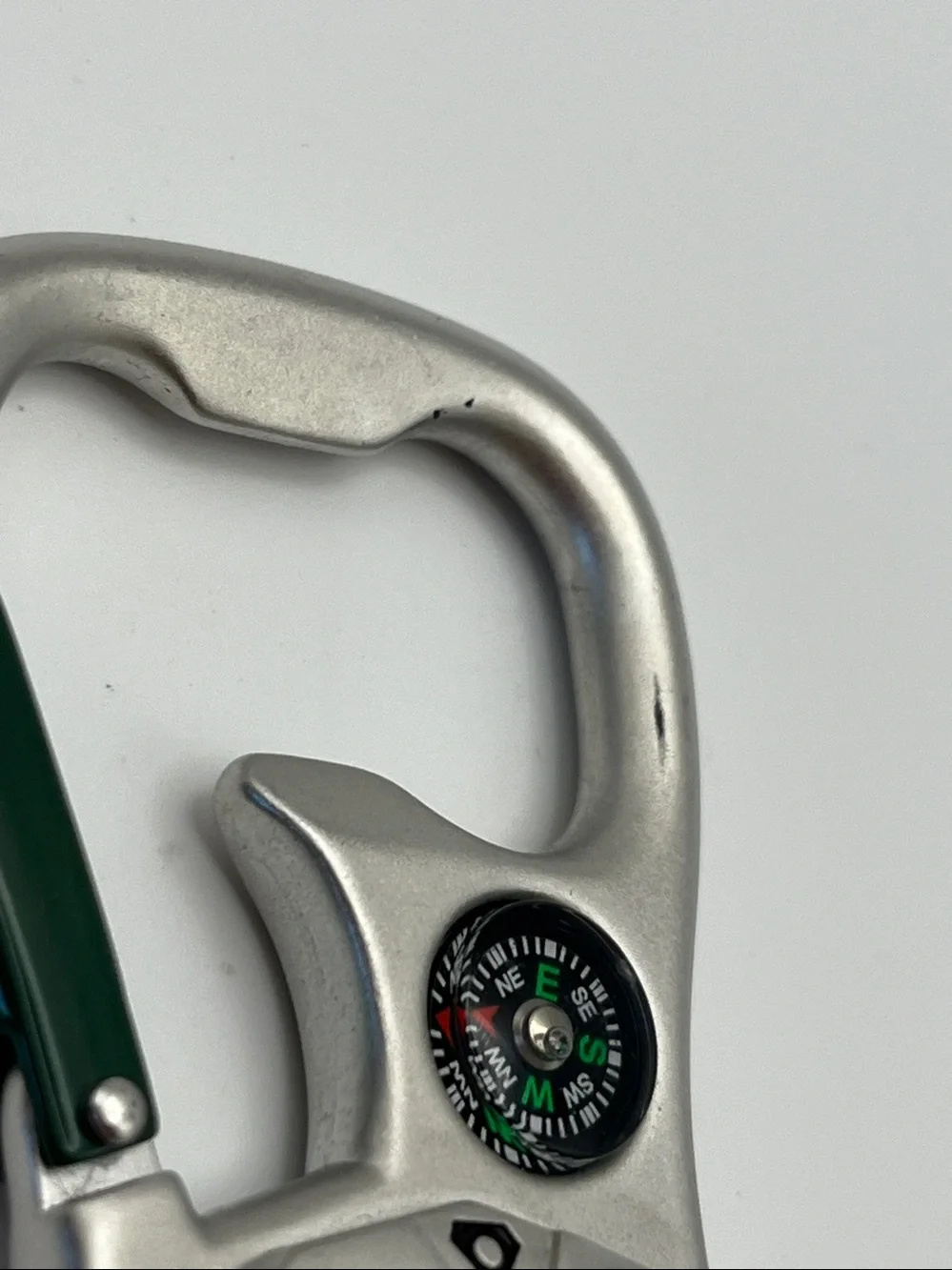 Carabiner Clip Watch with Compass - Silver & Green